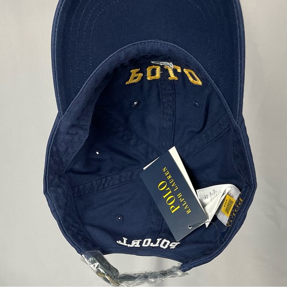 New Polo Ralph Lauren P-Wing Navy Blue Green Leather Strap Adjustable Hat Cap - Picture 6 of 6